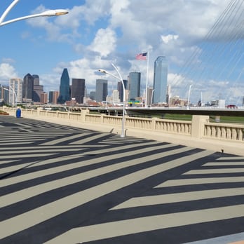 Ronald Kirk Pedestrian Bridge - Textured floor over the river. - Landmarks & Historical Buildings Near Me - Dallas, Texas Ronald Kirk Pedestrian Bridge - Textured floor over the river. - Landmarks & Historical Buildings Near Me - Dallas, Texas