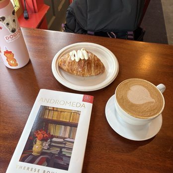 Bookworks - Cherry mocha latte & cream cheese croissant - Bookstores Near Me - Pacific Grove, California