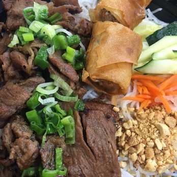 Rolls And Grill - Pork bowl with vermicelli and an egg roll was just as tasty with the side sauce. I'll be back for any one of these plates. - Vietnamese Near Me - Bakersfield, California