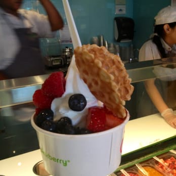 Pinkberry - My friend's small original berry butterfly waffle cookie creation - Ice Cream & Frozen Yogurt Near Me - Sunnyvale, California