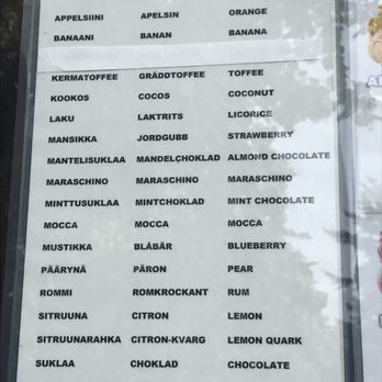Helsingin Jäätelötehdas - List of flavours - Ice Cream & Frozen Yogurt Near Me - Helsinki, 18