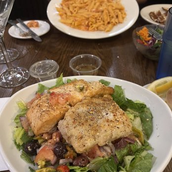 Vito's Pizzaria - Penne a la vodka and spicy salad with extra salmon - Pizza Near Me - Wethersfield, Connecticut