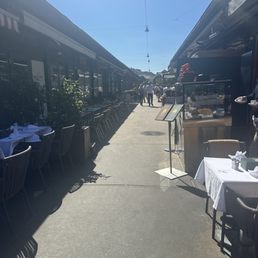 Lined with all sorts of eateries and such Lined with all sorts of eateries and such