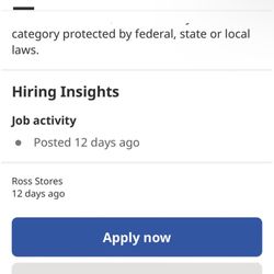 Ross Dress for Less - Chance rate basically 80% accepted applications and 20%percent of actual hires. Based on my experience :)