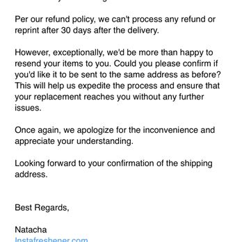 Instafreshener - Again continuing to ask for the address when THE PHOTOGRAPH WAS THE ISSUE NOT THE ADDRESS. - Customized Merchandise Near Me - Omaha, Nebraska Instafreshener - Again continuing to ask for the address when THE PHOTOGRAPH WAS THE ISSUE NOT THE ADDRESS. - Customized Merchandise Near Me - Omaha, Nebraska