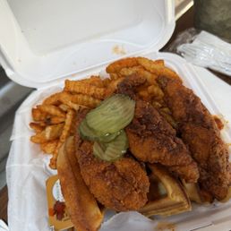 Hot chicken & waffles Hot chicken & waffles