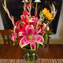 My son arranged this for less than $70.00 and compared to the picture I shared with the card in it this company should be ashamed. My son arranged this for less than $70.00 and compared to the picture I shared with the card in it this company should be ashamed.