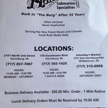Mother's Subs - Menus - Delis Near Me - Harrisburg, Pennsylvania Mother's Subs - Menus - Delis Near Me - Harrisburg, Pennsylvania