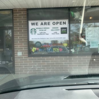 Starbucks - The open sign for take out. - Coffee & Tea Near Me - North Haven, Connecticut