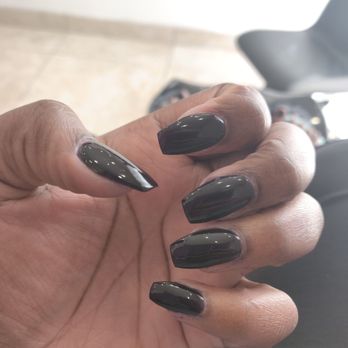 Crystal Nail Bar - Dip manicure with tip, coffin shape - Waxing Near Me - Fort Worth, Texas