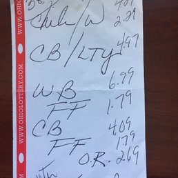 Here's our check from the red Onion. When's the last time you saw one like this? Written on Ohio Lottery paper...
