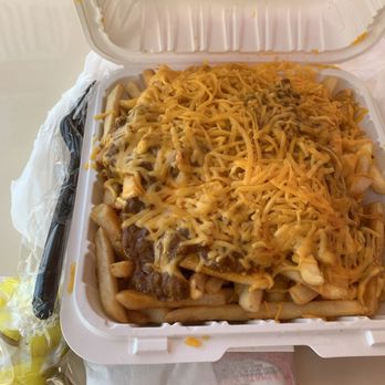 Troy's Drive In - American style chilli cheese fries fix. Not greedy on the ingredients and portions. This is their large size fries. Under $10 - American Near Me - Orange, California