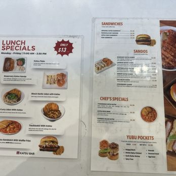 Katsu Bar - Menu with many different options - Japanese Curry Near Me - Chino, California