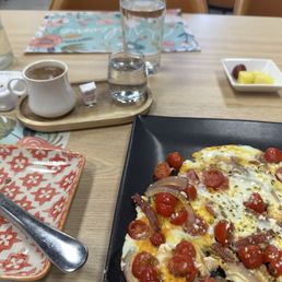 Menemen with Soudjouk, Turkish coffee Menemen with Soudjouk, Turkish coffee