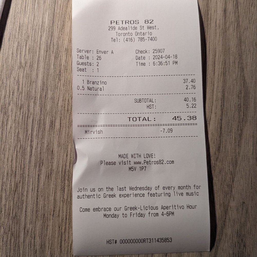 Petros82 - Bill with Mirvish 15% off discount - Mediterranean Near Me - Toronto, Ontario Petros82 - Bill with Mirvish 15% off discount - Mediterranean Near Me - Toronto, Ontario