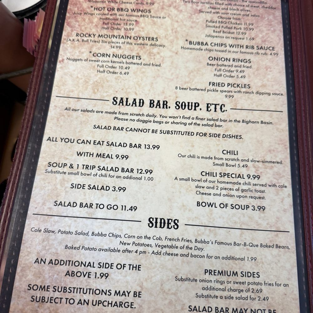 Bubba’s Bar-B-Que - Menu - Barbeque Near Me - Cody, Wyoming