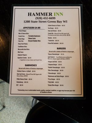 Menu photo 1 Hammer Inn Green Bay, WI Menu photo 1 Hammer Inn Green Bay, WI