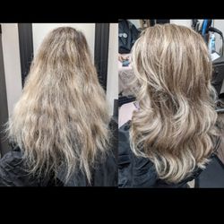 Cut, color, & highlight before & after