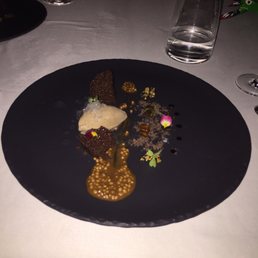 Chocolate rock with quinoa praline and snow ice Chocolate rock with quinoa praline and snow ice