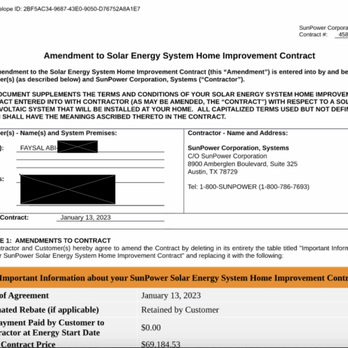 SunPower - Contract/Receipt - Solar Installation Near Me - Richmond, California