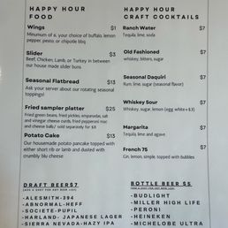 The Hangout's happy hour menu, Sun - Thurs, 3 PM - 6 PM. The Hangout's happy hour menu, Sun - Thurs, 3 PM - 6 PM.