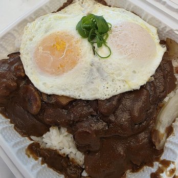 My Cafe - Loco Moco - The definition of Hawaiian comfort food, perfectly cooked eggs over rice, savory beef, and rich gravy. - Breakfast & Brunch Near Me - Kapolei, Hawaii