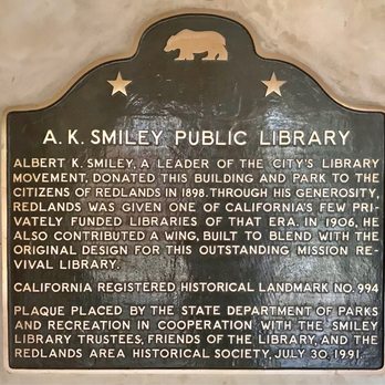 AK Smiley Public Library - Plaque - Libraries Near Me - Redlands, California AK Smiley Public Library - Plaque - Libraries Near Me - Redlands, California