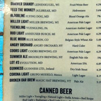The Broken Oar - Beer choices - American Near Me - Glen Burnie, Maryland