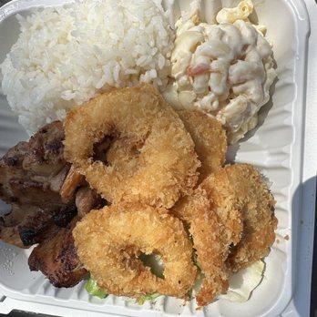 Ono Hawaiian BBQ - Shrimp & BBQ Chicken Mix - Hawaiian Near Me - Vista, California Ono Hawaiian BBQ - Shrimp & BBQ Chicken Mix - Hawaiian Near Me - Vista, California