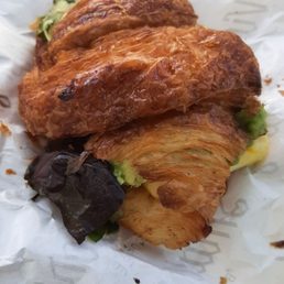 Breakfast croissant with avo (not aesthically pretty)