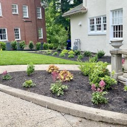 Front-yard garden design featuring perennials and evergreen shrubs
