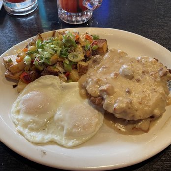 Aromas - Chicken Fried Steak, over easy eggs, country potatoes - Buffets Near Me - Fresno, California Aromas - Chicken Fried Steak, over easy eggs, country potatoes - Buffets Near Me - Fresno, California