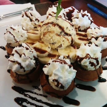 Hide Out Cafe - Banana nutella waffle - so yummy! In a shape of a flower and the 'petals' pull apart for easy eating :) - Coffee & Tea Near Me - Rowland Heights, California Hide Out Cafe - Banana nutella waffle - so yummy! In a shape of a flower and the 'petals' pull apart for easy eating :) - Coffee & Tea Near Me - Rowland Heights, California