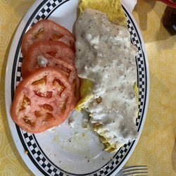 Flag City Diner - Southern omelette with tomato! Sorry, couldn't wait to dig in!