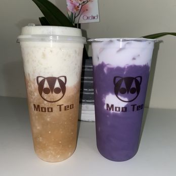 Moo Tea - Lychee Tea with Yakult Foam and Purple Yam Fresh Milk - Tea Rooms Near Me - Alhambra, California