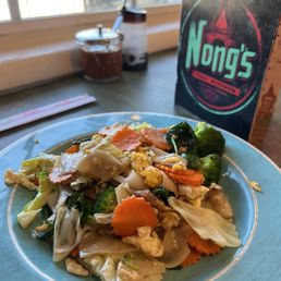 Pad See Ew w aminos instead of regular soy sauce. Yum!
