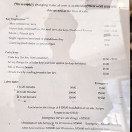 Price list
