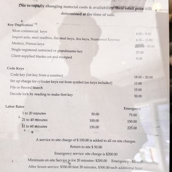 Mainline Security - Price list - Keys & Locksmiths Near Me - San Francisco, California