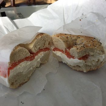 D'Alessio Hot Bagel Express - D'lesios cream cheese and lox in an everything. Perfect for this sunny snow removal Sunday - Bagels Near Me - Leonardo, New Jersey