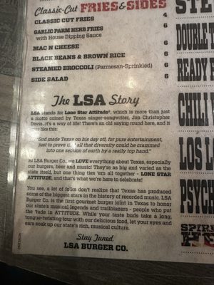 Menu photo 3 LSA Burger Denton, TX
