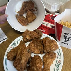 KFC - Ordered 12 received 10 plus our French fries was half way. Chicken very dark and small pcs.
