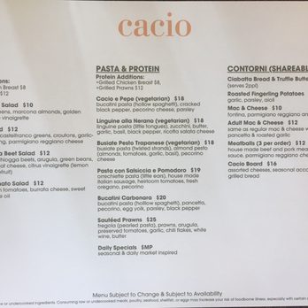 Cacio - Food menu - Italian Near Me - Sacramento, California