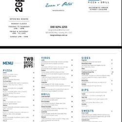 Two Greek Boys - Menu