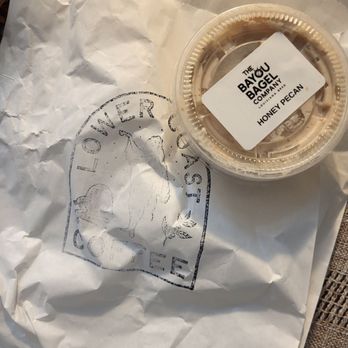 Lower Coast Coffee - Plane bagel with pecan maple cream cheese - Coffee & Tea Near Me - New Orleans, Louisiana Lower Coast Coffee - Plane bagel with pecan maple cream cheese - Coffee & Tea Near Me - New Orleans, Louisiana