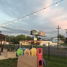 Out door patio view at sunset.