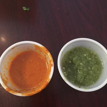 Fiesta Mexican Restaurant - Salsas that come with a order of tacos. Left one was a little spicy but great flavor. Right one had subtle but complementary flavors. - Mexican Near Me - Jackson, Wyoming Fiesta Mexican Restaurant - Salsas that come with a order of tacos. Left one was a little spicy but great flavor. Right one had subtle but complementary flavors. - Mexican Near Me - Jackson, Wyoming