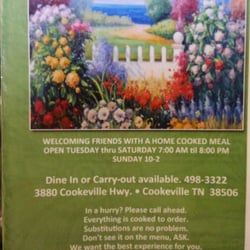 The Garden Cafe - Menu cover