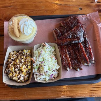 Evie Mae's Pit Barbecue - Pork ribs, coleslaw,jalapeno corn, Banana pudding - Barbeque Near Me - Wolfforth, Texas Evie Mae's Pit Barbecue - Pork ribs, coleslaw,jalapeno corn, Banana pudding - Barbeque Near Me - Wolfforth, Texas