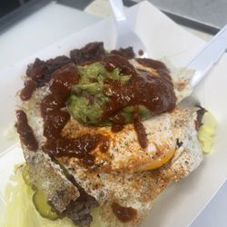 Heavy Burgers 505 - Bunless burger with red Chile sauce