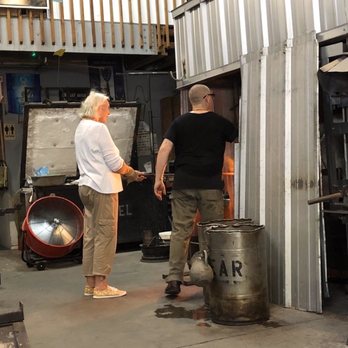 Gott Glass Gallery and Phoenix Studio - Judy and Justin making glass tumbler - Art Galleries Near Me - Tampa, Florida